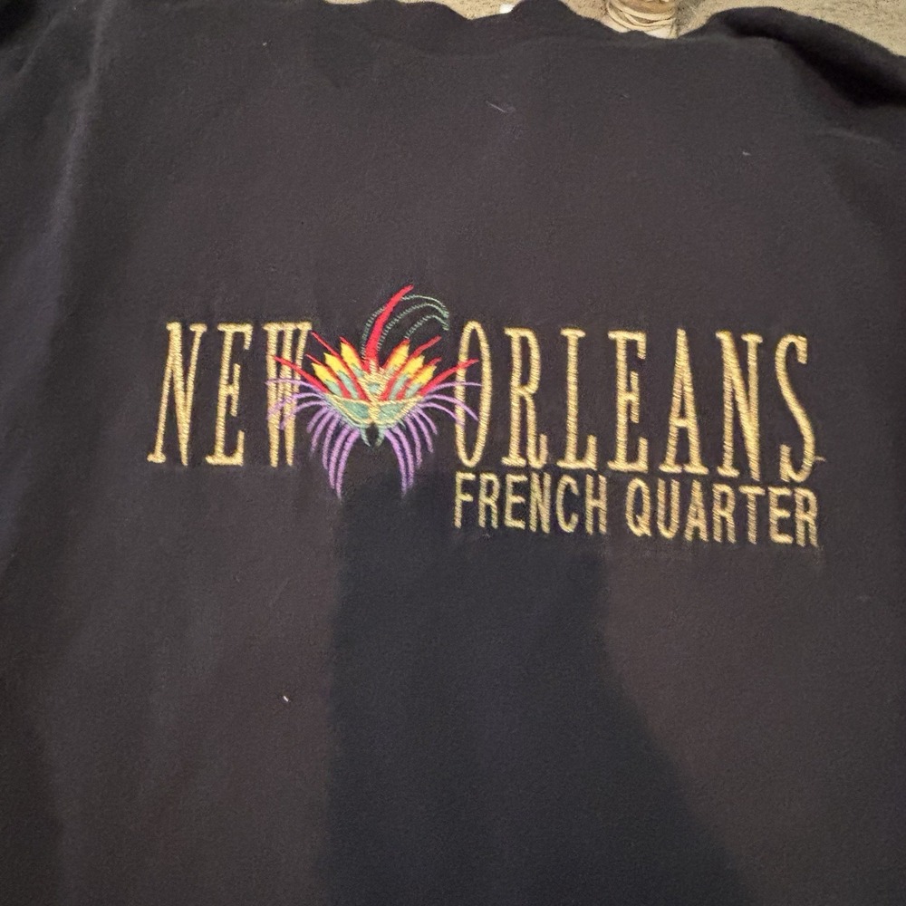 New Orleans Shirt Unisex Size XL Mardi Gras Embroidered Black NOLA Single Stitch - Picture 3 of 5